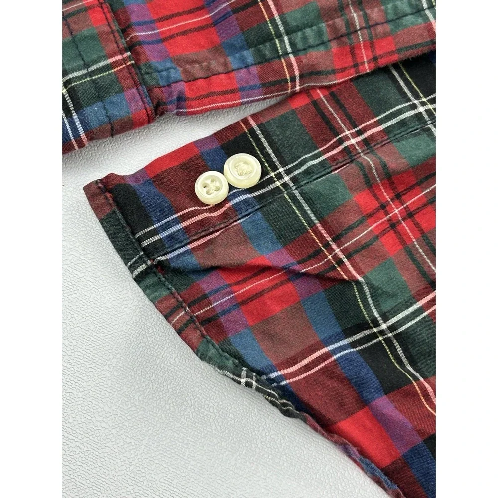 Ralph Lauren Boys Shirt Size 6 Tartan Plaid 100% Cotton Button Down Christmas